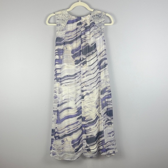 Simply Vera by Vera Wang Petite Small White Purple Swing Dress Lined Pockets - Picture 12 of 12